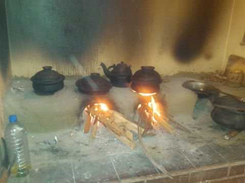Cooking on the hearth