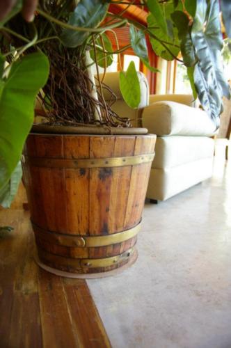 Re-purposed old wooden bucket